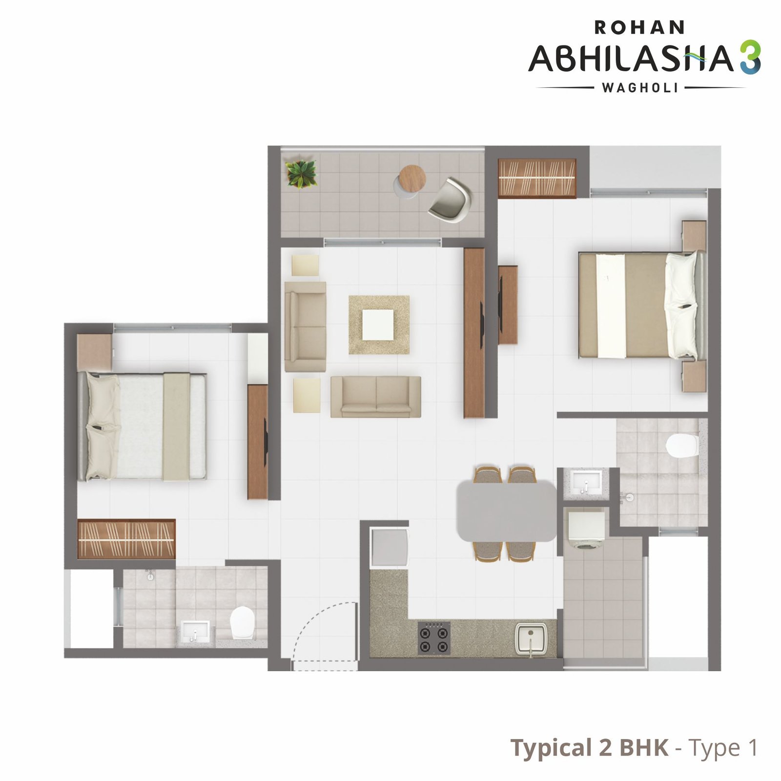 Ab3 - 2 BHK - Type 1